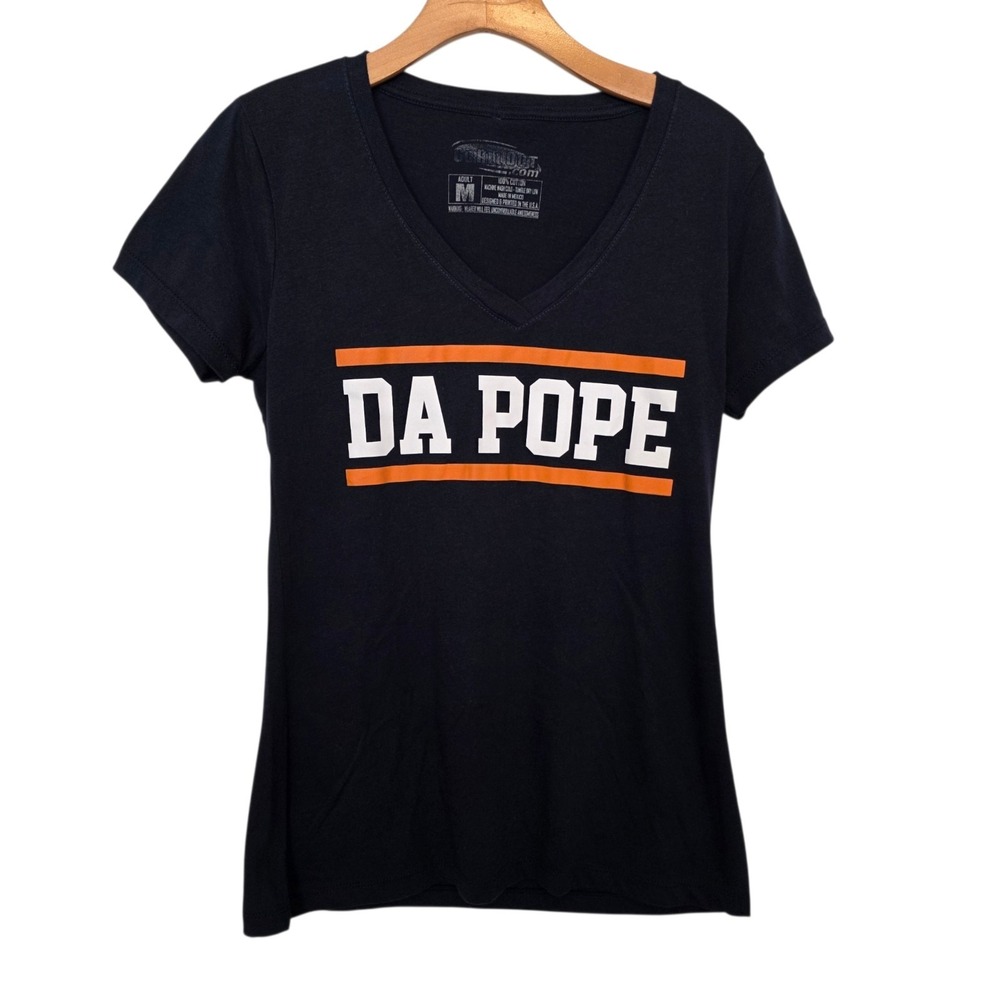 Da Pope‎ Tshirt Unisex Adult Size M Navy Blue Pope Leo V Neck 100% Cotton